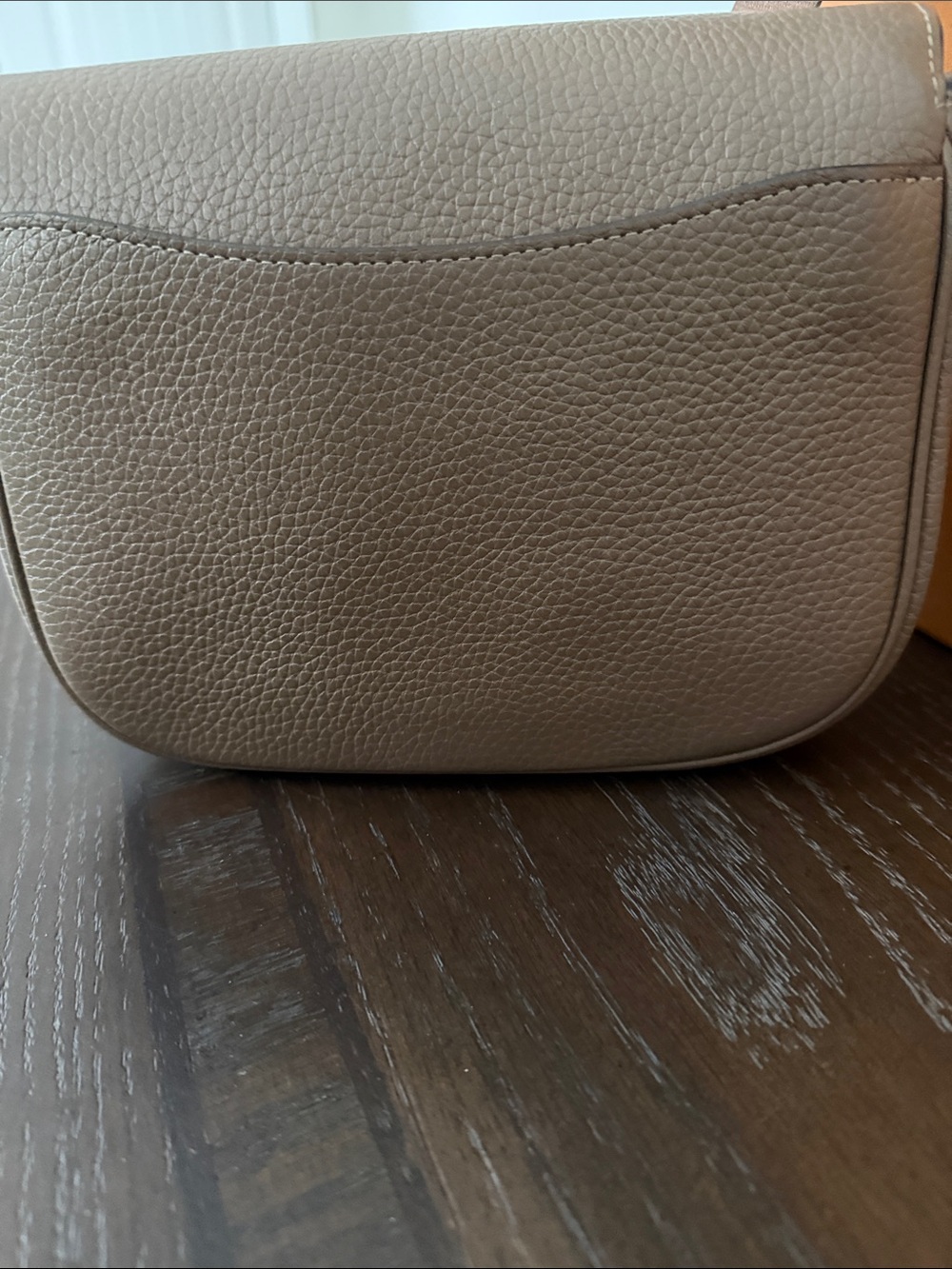 Coach Pebbled Amelia saddle Leather Crossbody Bag in dark stone color. - Picture 6 of 7
